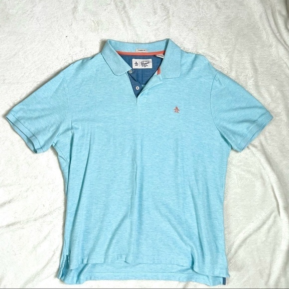 Penguin Men’s Light Blue Pull On Collared Polo Sleeve Shirt Size Extra Large - Picture 10 of 11